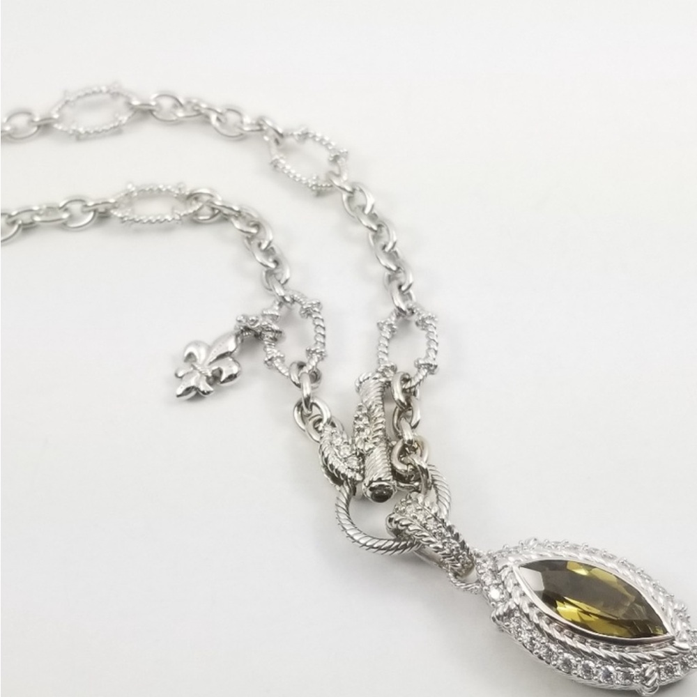 Judith Ripka Silver Necklace with Yellow Gemstone